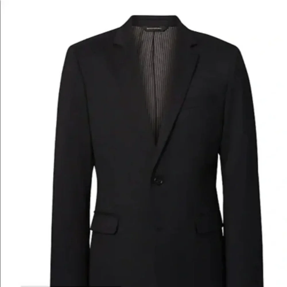 Banana Republic Standard Solid Italian Wool Suit Jacket size 32S Charcoal Black